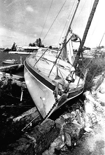 Photo taken 800 feet from Mae Shelley's home in Bermuda after Hurricane Emily 1987 (Source: The Royal Gazette)